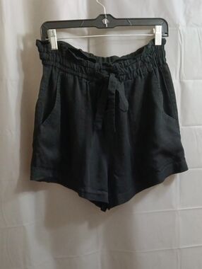 H&M Conscious Black Women's Paperbag Waist Drawstring Shorts